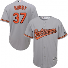 Youth Majestic Baltimore Orioles #37 Dylan Bundy Replica Grey Road Cool Base MLB Jersey