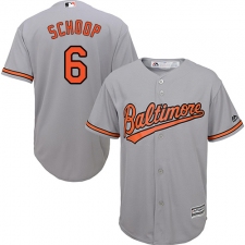 Youth Majestic Baltimore Orioles #6 Jonathan Schoop Replica Grey Road Cool Base MLB Jersey