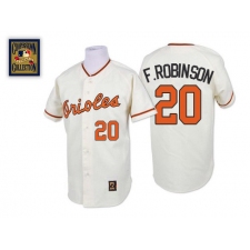 Men's Mitchell and Ness Baltimore Orioles #20 Frank Robinson Authentic White Throwback MLB Jersey