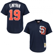 Men's Mitchell and Ness 1996 San Diego Padres #19 Tony Gwynn Authentic Navy Blue Throwback MLB Jersey