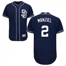 Men's Majestic San Diego Padres #2 Johnny Manziel Navy Blue Alternate Flex Base Authentic Collection MLB Jersey