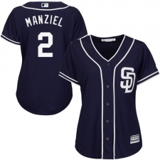 Women's Majestic San Diego Padres #2 Johnny Manziel Authentic Navy Blue Alternate 1 Cool Base MLB Jersey