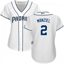 Women's Majestic San Diego Padres #2 Johnny Manziel Authentic White Home Cool Base MLB Jersey
