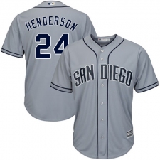 Men's Majestic San Diego Padres #24 Rickey Henderson Replica Grey Road Cool Base MLB Jersey