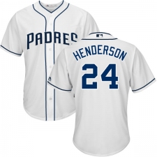 Youth Majestic San Diego Padres #24 Rickey Henderson Authentic White Home Cool Base MLB Jersey