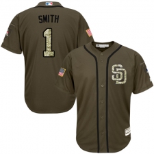 Youth Majestic San Diego Padres #1 Ozzie Smith Authentic Green Salute to Service Cool Base MLB Jersey