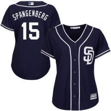 Women's Majestic San Diego Padres #15 Cory Spangenberg Replica Navy Blue Alternate 1 Cool Base MLB Jersey