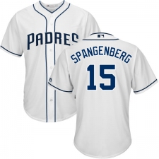 Youth Majestic San Diego Padres #15 Cory Spangenberg Authentic White Home Cool Base MLB Jersey