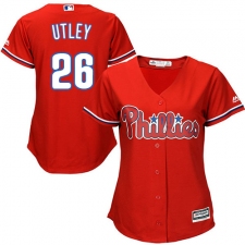 Women's Majestic Philadelphia Phillies #26 Chase Utley Replica Red Alternate Cool Base MLB Jersey