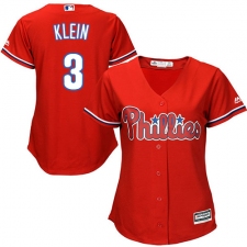 Women's Majestic Philadelphia Phillies #3 Chuck Klein Authentic Red Alternate Cool Base MLB Jersey