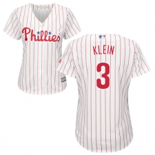 Women's Majestic Philadelphia Phillies #3 Chuck Klein Authentic White/Red Strip Home Cool Base MLB Jersey