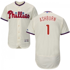 Men's Majestic Philadelphia Phillies #1 Richie Ashburn Cream Alternate Flex Base Authentic Collection MLB Jersey