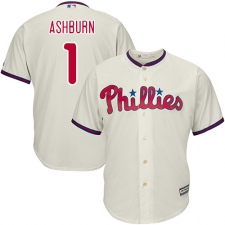 Youth Majestic Philadelphia Phillies #1 Richie Ashburn Authentic Cream Alternate Cool Base MLB Jersey
