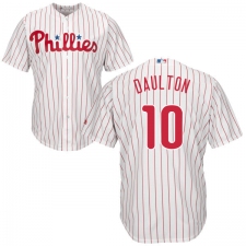 Youth Majestic Philadelphia Phillies #10 Darren Daulton Replica White/Red Strip Home Cool Base MLB Jersey