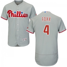 Men's Majestic Philadelphia Phillies #4 Jimmy Foxx Grey Road Flex Base Authentic Collection MLB Jersey