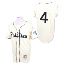 Men's Mitchell and Ness Philadelphia Phillies #4 Jimmy Foxx Authentic White Throwback MLB Jersey