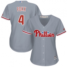 Women's Majestic Philadelphia Phillies #4 Jimmy Foxx Replica Grey Road Cool Base MLB Jersey