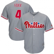 Youth Majestic Philadelphia Phillies #4 Jimmy Foxx Replica Grey Road Cool Base MLB Jersey
