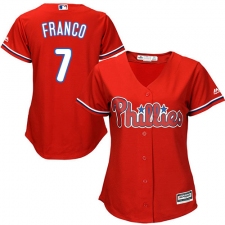 Women's Majestic Philadelphia Phillies #7 Maikel Franco Authentic Red Alternate Cool Base MLB Jersey