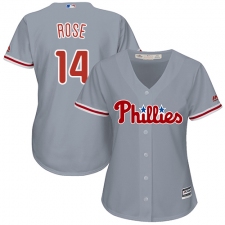 Women's Majestic Philadelphia Phillies #14 Pete Rose Authentic Grey Road Cool Base MLB Jersey