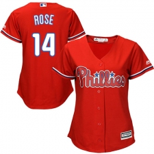 Women's Majestic Philadelphia Phillies #14 Pete Rose Authentic Red Alternate Cool Base MLB Jersey