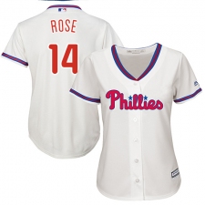 Women's Majestic Philadelphia Phillies #14 Pete Rose Replica Cream Alternate Cool Base MLB Jersey