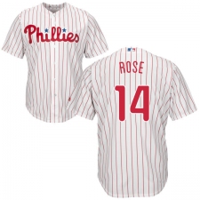Youth Majestic Philadelphia Phillies #14 Pete Rose Authentic White/Red Strip Home Cool Base MLB Jersey