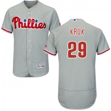 Men's Majestic Philadelphia Phillies #29 John Kruk Grey Road Flex Base Authentic Collection MLB Jersey