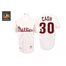 Men's Mitchell and Ness Philadelphia Phillies #30 Dave Cash Authentic White/Red Strip Throwback MLB Jersey