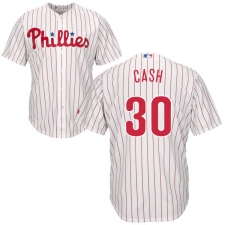 Youth Majestic Philadelphia Phillies #30 Dave Cash Replica White/Red Strip Home Cool Base MLB Jersey