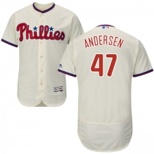 Men's Majestic Philadelphia Phillies #47 Larry Andersen Cream Alternate Flex Base Authentic Collection MLB Jersey