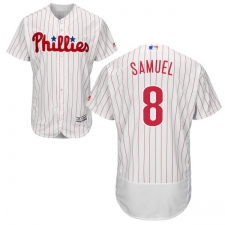 Men's Majestic Philadelphia Phillies #8 Juan Samuel White Home Flex Base Authentic Collection MLB Jersey