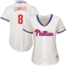 Women's Majestic Philadelphia Phillies #8 Juan Samuel Authentic Cream Alternate Cool Base MLB Jersey