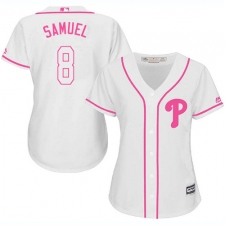 Women's Majestic Philadelphia Phillies #8 Juan Samuel Authentic White Fashion Cool Base MLB Jersey