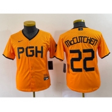 Youth Nike Pittsburgh Pirates #22 Andrew McCutchen Yellow 2023 City Connect Stitched Jersey1