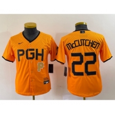 Youth Nike Pittsburgh Pirates #22 Andrew McCutchen Yellow 2023 City Connect Stitched Jersey