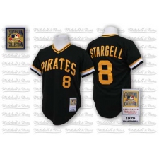 Men's Mitchell and Ness Pittsburgh Pirates #8 Willie Stargell Authentic Black Throwback MLB Jersey