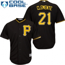 Youth Majestic Pittsburgh Pirates #21 Roberto Clemente Authentic Black Alternate Cool Base MLB Jersey
