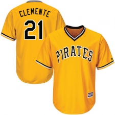 Youth Majestic Pittsburgh Pirates #21 Roberto Clemente Authentic Gold Alternate Cool Base MLB Jersey