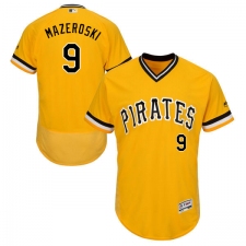 Men's Majestic Pittsburgh Pirates #9 Bill Mazeroski Gold Alternate Flex Base Authentic Collection MLB Jersey