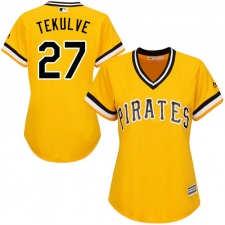 Women's Majestic Pittsburgh Pirates #27 Kent Tekulve Authentic Gold Alternate Cool Base MLB Jersey