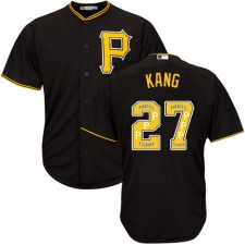 Men's Majestic Pittsburgh Pirates #27 Jung-ho Kang Authentic Black Team Logo Fashion Cool Base MLB Jersey