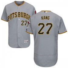 Men's Majestic Pittsburgh Pirates #27 Jung-ho Kang Grey Road Flex Base Authentic Collection MLB Jersey