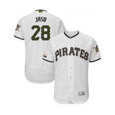Men's Pittsburgh Pirates #28 John Jaso White Alternate Authentic Collection Flex Base Baseball Jersey