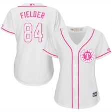 Women's Majestic Texas Rangers #84 Prince Fielder Replica White Fashion Cool Base MLB Jersey