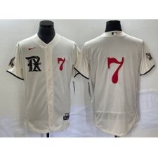 Men's Texas Rangers #7 Ivan Rodriguez Number Cream 2023 City Connect Flex Base Stitched Baseball Jersey