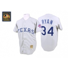 Men's Mitchell and Ness Texas Rangers #34 Nolan Ryan Replica Grey Throwback MLB Jersey