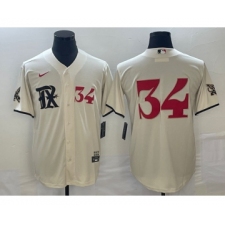 Men's Texas Rangers #34 Nolan Ryan Number Cream 2023 City Connect Stitched Baseball Jerseys