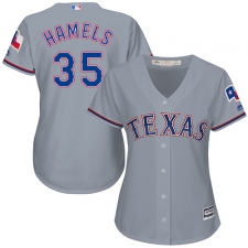 Women's Majestic Texas Rangers #35 Cole Hamels Authentic Grey Road Cool Base MLB Jersey