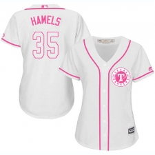 Women's Majestic Texas Rangers #35 Cole Hamels Authentic White Fashion Cool Base MLB Jersey